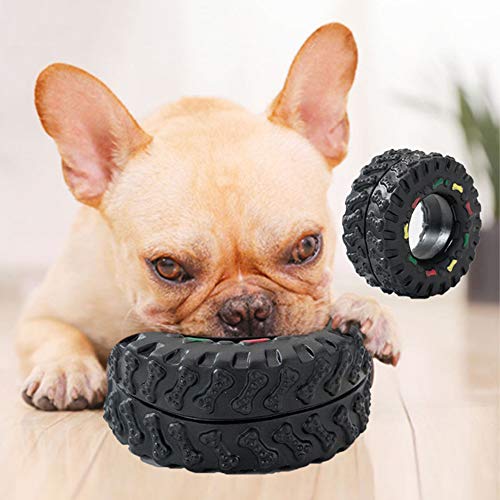 Jiacheng29_ Hundespielzeug für Hunde, Reifenform, bissfest, interaktives Kaugeräusch, quietschendes Spielzeug für Welpen (schwarz) von Jiacheng29_