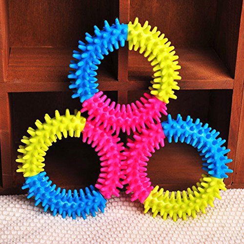 Jiacheng29_ Hundespielzeug für Hunde und Haustiere, Zahnreinigung, Dorn, ringförmig, bissfest, Kauspielzeug für Welpen, Hunde (zufällige Farbe) von Jiacheng29_