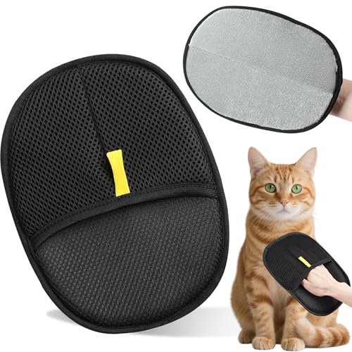 Jiahuade Fellmagnet Handschuhe,Wiederverwendbare Handschuhe zur Tierhaarentfernung,Antistatische Handschuhe für Katzen und Hunde,Pet Hair Remover Glove,Doppelseitige Fellpflegehandschuh für Pets von Jiahuade