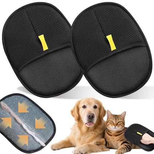 Fellmagnet Handschuhe,2 Stück Wiederverwendbare Handschuhe zur Tierhaarentfernung,Antistatische Handschuhe für Katzen und Hunde,Pet Hair Remover Glove,Doppelseitige Fellpflegehandschuh für Pets von Jiahuade