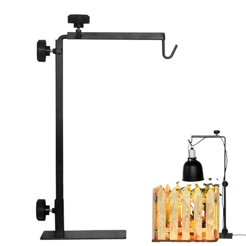 Reptil Lampenstand, Landelampe Standhalter mit Sockel, Verstellbarer Reptil Lampenstand für Lebensraumkäfig, Geeignete Einsiedlerkrebse, Bartdrachen, Schildkröten, Geckos, Eidechsen(Schwarz) von Jiakalamo
