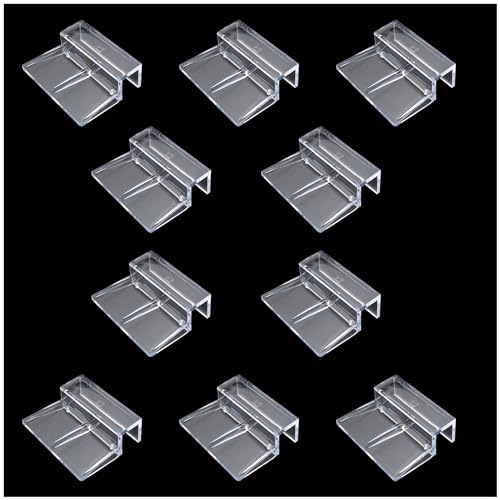 JianLing 10 Stück Acryl-Aquarium-Deckelclip, 12 mm, Rahmenlose Tankdeckel-Clip-Halterung für verschiedene offene Aquarien, gepflanzte Tanks für Haustiere, Glasbehälter von JianLing