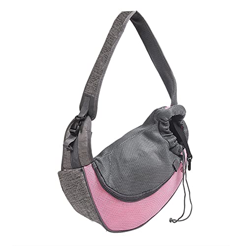 Haustier-Tragetasche, atmungsaktives Netzgewebe, freihändig, verstellbar, für Welpen, Katzen, Kaninchen, kleine Tiere (verstellbare Schnalle für unter 2,3 kg, Rosa) von JiangYanus