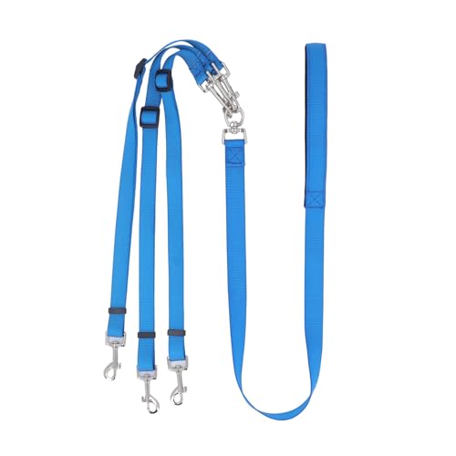 3-Wege-Hundeleine, Verdickte Nylon-Sicherheitsleine, Abnehmbare Hunde-Nylonleine mit Gepolstertem Griff Zum Spazierengehen (Blue) von Jiawu