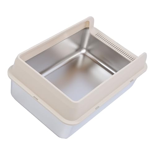 Edelstahl-Katzentoilette mit Deckel, 1,6 L/2,8 L Metall-Katzentoilette, Antihaftbeschichtete Edelstahl-Katzentoilette mit Hohen Seiten, Große Katzentoilette, Leicht zu Reinigen von Jiawu