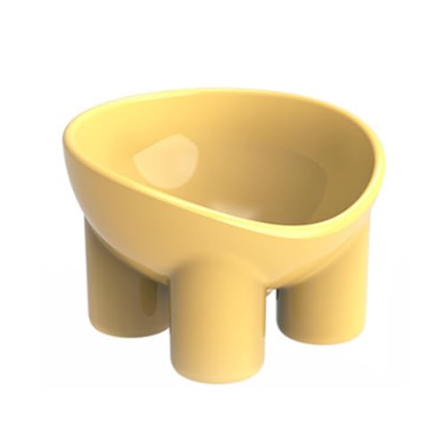 Jiawu Gekippter Futternapf, Ergonomischer, Auslaufsicherer Erhöhter Futternapf für zu Hause (Yellow) von Jiawu