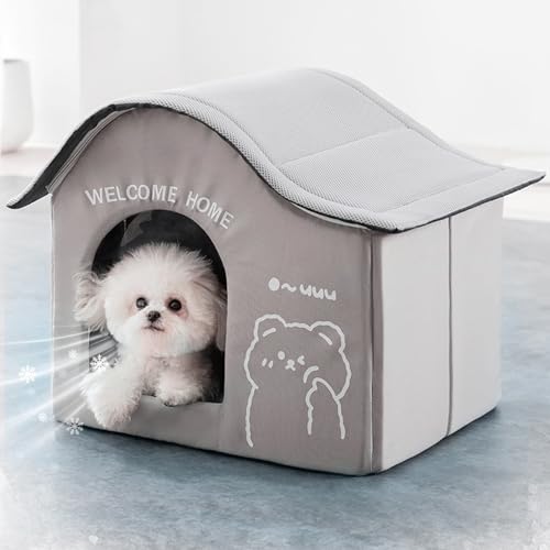 Haustierkühlhaus, Faltbares Katze und Hundehaus mit Eisbox, Wetterfest Kühlende Katzenhöhle, Hundeiskühlhaus, Katze Im Innenbereich Im Freien und Einfach Zusammengebaut (M) von Jiawu