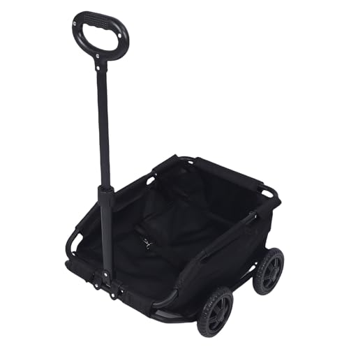 Haustierwagen, 4 Räders Hundeträger mit Einstellbarem Griff, Tragbare Welpen -Reise -Kinderwagen, Faltbarer Hundebild für Kleine/Mittlere Hunde Katzen Doggy Welpe (Black) von Jiawu