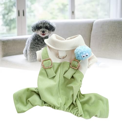Jiawu Hunde-Shirts, Kleidung, Overalls, Welpen-Overall, Stilvoll, Warm, Bequem, Freie Bewegung, Grün, mit Schnalle für den Alltag (S) von Jiawu