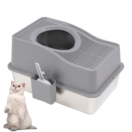 Jiawu Geschlossener Edelstahl -Katzenratschachtel mit Deckel, Extra Großer Müllblattschale für Große Katzen, XL -Metallstreupfanne mit Hohen Seiten, Nicht Klebrige, Leicht Putzende Jiawu Geschlossener Edelstahl -Katzenratschachtel mit Deckel, Extra Großer Müllblattschale für Große Katzen, XL -Metallstreupfanne mit Hohen Seiten, Nicht Klebrige, Leicht Putzende von Jiawu