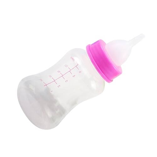 Jiawu Haustier-Flaschen-Set, Wiederverwendbar, Langlebig, 4 Ersatz-Nippel, Haustier-Stillflasche, Leicht zu Reinigen, Bequem, 150 Ml, für Welpen (Rosenrot) von Jiawu