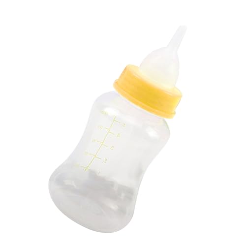 Jiawu Haustier-Flaschen-Set, Wiederverwendbar, Langlebig, 4 Ersatz-Nippel, Haustier-Stillflasche, Leicht zu Reinigen, Bequem, 150 Ml, für Welpen (Yellow) von Jiawu