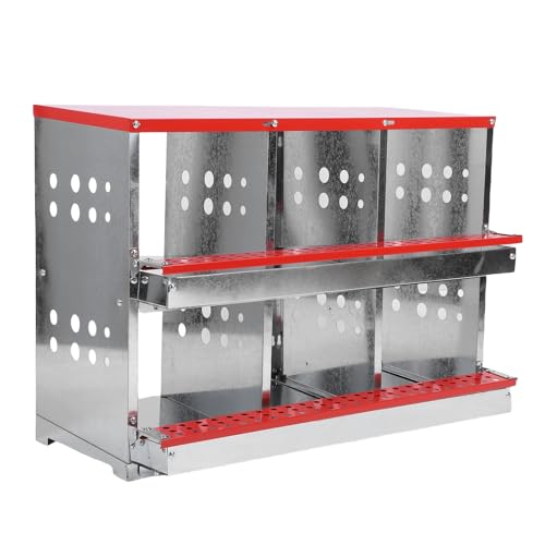 Jiawu Hühnchen -Nistkasten, 6 -Fach Verzinkte Metallrolle Weg Ei -Laying Box für Hühner, mit Abnehmbaren Schalen und Rollen Sie die Eiersammlung für Hühnerpackungen aus von Jiawu