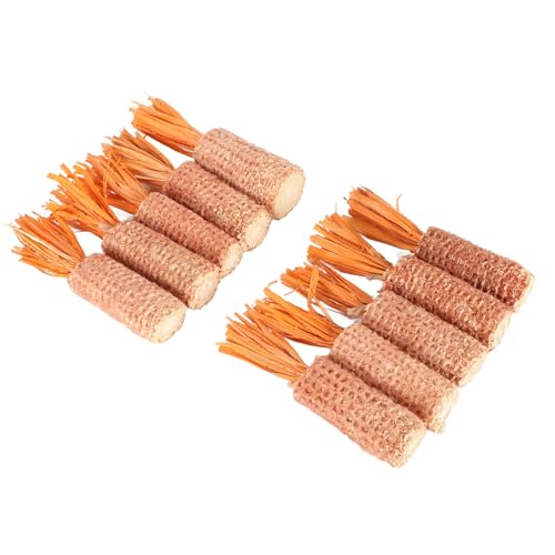 Jiawu Kaninchen-Maiskolben-Spielzeug, Essbare Färbung, 10 Stück, Interaktives, Sicheres Hamster-Maiskolben-Spielzeug, Karottenform für Papageien (Orange L-Größe) von Jiawu