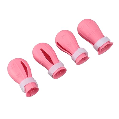 Jiawu Katzenschuhe, Kratzschutz, Weich, 4 Stück, Katzenfußabdeckungen mit Bodenloch für Badezimmer für Tierhandlungen (PINK) von Jiawu