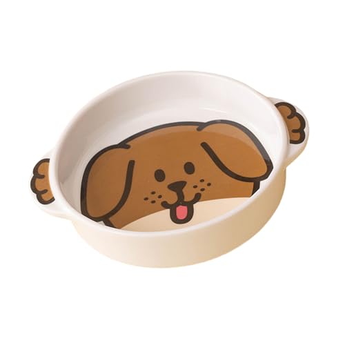 Katzenfutternapf, Große Kapazität, Mehrzweck-Cartoon-Doppelohr-Keramik-Hundefutternapf, Innenhalswirbelsäulenschutz (Welpe L) von Jiawu
