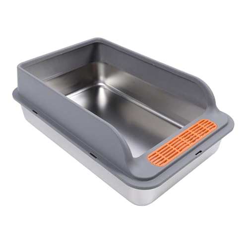 Katzentoilette, Katzentoilette aus Edelstahl, Extra Große Katzenkotbox aus Metall mit Hohen Seiten und Schaufel, Auslaufsicher und Antihaftbeschichtet, Nimmt Keine Gerüche an Katzentoilette, Katzentoilette aus Edelstahl, Extra Große Katzenkotbox aus Metall mit Hohen Seiten und Schaufel, Auslaufsicher und Antihaftbeschichtet, Nimmt Keine Gerüche an von Jiawu
