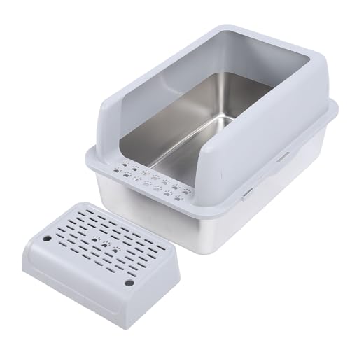 Katzentoilette aus Edelstahl, geschlossene extra große Katzentoilette für große Katzen, Katzentoilette aus Metall mit hohen Seitenwänden, Katzentoilette aus Edelstahl mit Katzentoilette aus Edelstahl, geschlossene extra große Katzentoilette für große Katzen, Katzentoilette aus Metall mit hohen Seitenwänden, Katzentoilette aus Edelstahl mit von Jiawu