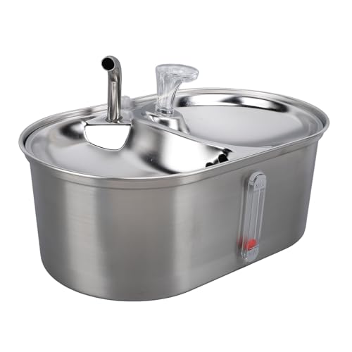Trinkbrunnen und Futternapf für Katzen, 3L Edelstahl-Wasserbrunnen für Katzen Im Inneren, Silent Cat Wassernapf, Automatischer Wasserspender für Haustiere mit Wasserstandsfenster Trinkbrunnen und Futternapf für Katzen, 3L Edelstahl-Wasserbrunnen für Katzen Im Inneren, Silent Cat Wassernapf, Automatischer Wasserspender für Haustiere mit Wasserstandsfenster von Jiawu