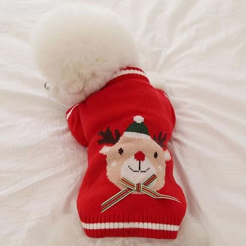 Jiawu Welpenkleidung, Polyestermaterial Hunde-Weihnachtspullover Rot Warm Schön für den (S) von Jiawu