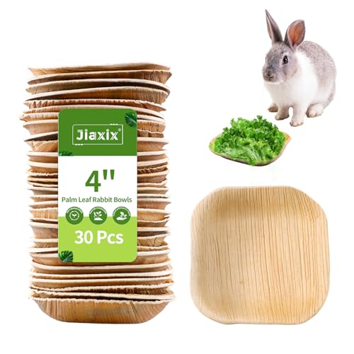 Jiaxix Einweg-Palmblatt-Schalen für Kaninchen, 10,2 cm, quadratisch, für Kaninchen, Hasen, Hamster, Papageien, 30 Stück von Jiaxix