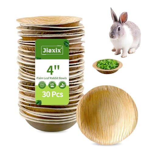 Jiaxix Einweg-Palmblatt-Schalen für Kaninchen, kompostierbar wie Bambusschalen, Einweg-Schüssel, Kauspielzeug, Kauspielzeug für Kaninchen und Hasen, kleine Haustiere, 30 Stück von Jiaxix