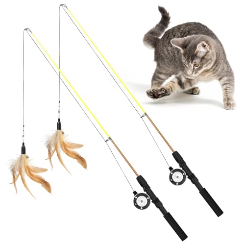 Jieffifa 2 Stück Katzenstab-Spielzeug, verstellbares Spielzeug mit Silvervine Sticks für Katzen, interaktiver Katzenfederstab-Spielzeug für Indoor-Katzen, elastische Schnur, Katzenstab-Spielzeug mit Jieffifa 2 Stück Katzenstab-Spielzeug, verstellbares Spielzeug mit Silvervine Sticks für Katzen, interaktiver Katzenfederstab-Spielzeug für Indoor-Katzen, elastische Schnur, Katzenstab-Spielzeug mit von Jieffifa