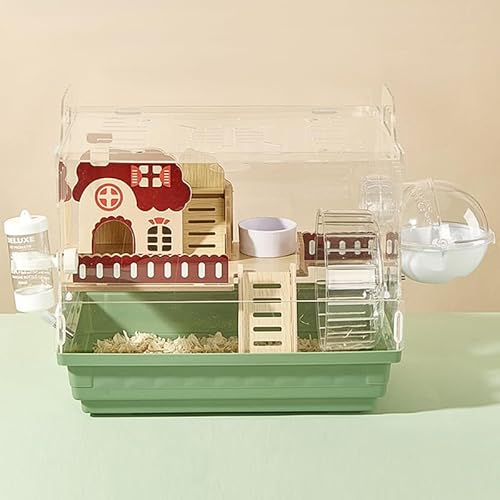 8-in-1 Acryl-Hamsterkäfig, 35 x 26 x 32 cm Hamsterhaus, magnetisch verbundenes Haustierhabitat im Gartenstil,mit Futternapf, mit Treppe, Mini-Haus, Hamsterrad, Wasserflasche, Tunnel kleintierkäfig von Jifenkla