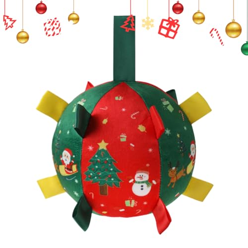 Jiimhte Hundebälle Für Starke Kauer,Weihnachts Plüsch Quietschball Hundekauspielzeug - Interaktives Kauspielzeug Für Kleine Mittelgroße Große Hunde Beschäftigungsförderndes Training Stimulation Innen von Jiimhte