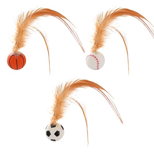 Jiimhte Katzenfederspielzeug, Katzenballspielzeug,3-Pieces Feder Rolling Ball Toys für Innenkatzen | Verspieltes Haustier Interactive Teaser Game für Home Balcony Garten Hinterhof Jiimhte Katzenfederspielzeug, Katzenballspielzeug,3-Pieces Feder Rolling Ball Toys für Innenkatzen | Verspieltes Haustier Interactive Teaser Game für Home Balcony Garten Hinterhof von Jiimhte