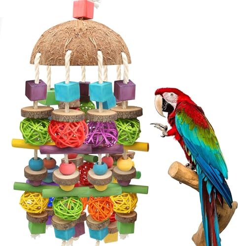 Großer Vogel Papagei Kauspielzeug, Sittichkäfig Biss Spielzeug Natur Durable Kauen Mehrfarbige natürliche Holzblöcke ,Rattan Ball und Kokosnuss Shell Tearing Spielzeug für große Vogel Amazon Papageien Großer Vogel Papagei Kauspielzeug, Sittichkäfig Biss Spielzeug Natur Durable Kauen Mehrfarbige natürliche Holzblöcke ,Rattan Ball und Kokosnuss Shell Tearing Spielzeug für große Vogel Amazon Papageien von Jijizhazha