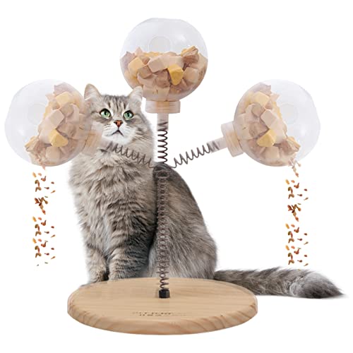 Cat Treat Spring Dispenser, Cat Feeder Ball Interaktives Spiel für Ihre Katze Cat Feeder Toy Füllen Sie mit Futter und Leckereien, ideal für Portionskontrolle und schnelle Esser von Jikiaci