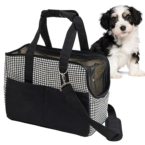 Jikiaci Schultertragetasche für Haustiere | Tragbare Haustier-Reisetrage-Handtaschen-Einkaufstasche aus Baumwollsegeltuch für Katzen | Atmungsaktive, tragbare Umhängetasche mit Reißverschluss von Jikiaci