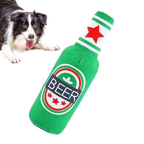 Jikiaci Wasserflasche Hundespielzeug - Plüsch-Knisterhund-Quietschspielzeug | Hübsches Flaschendesign für Hunde-Plüschspielzeug, niedliches und ultraweiches interaktives Welpen-Quietschspielzeug von Jikiaci