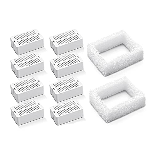 Jikoiuty Ersatzfilter für Katzenbrunnen, 8Er-Pack Kohlefilter für Katzenbrunnen und 2Er-Pack Schaumfilter für Keramik-Haustiere von Jikoiuty
