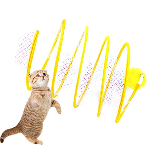 Gefalteter Katzenröhrentunnel - Katzentunnelrohr, zusammenklappbares Haustierspielzeug mit Feder | Lustiges zusammenklappbares Katzentunnelrohr für Haustiere, Katzentunnelrohrspielzeugfeder, Jildouf von Jildouf