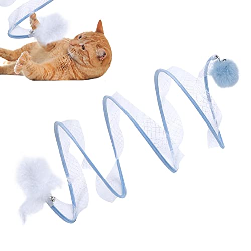 Gefalteter Katzenröhrentunnel | Zusammenklappbares Katzentunnelrohr für Haustiere - Gefaltetes Katzentunnel-Federspielzeug, Katzentunnel-Federspielzeug für alle Katzenrassen, Kätzchen, Welpen. Jildouf von Jildouf