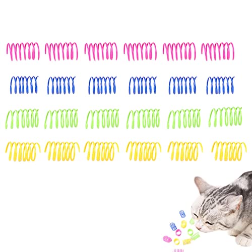 Jildouf Katze Spiralfeder | 24 Stück buntes Katzenkätzchen-Spielzeug | Interaktives Katzenspielzeug Spiralfedern zu Schlagen, Beißen, Jagen und aktiven gesunden Spielen von Jildouf