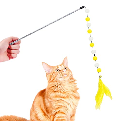 Jildouf Katze Zauberstab Spielzeug - Indoor Cat Wand Toys Teaser mit Naturfeder - Interaktives Spielzeug für die Jagd nach Katzen für Zuhause, Zwinger, Sport von Jildouf