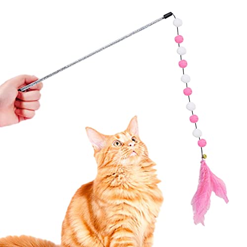 Jildouf Katzen-Teaser-Zauberstab, Indoor Cat Wand Toys Teaser mit Naturfeder, Interaktiver Catcher Teaser, lustiges Übungsspielzeug für Kätzchen, Katzen, kleine Katzen von Jildouf