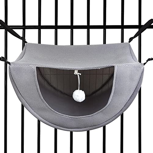 Jildouf Katzenhängematte für Käfig - Mesh-Kätzchenbett mit lustigem Ball | Geeignet für Indoor-Katzen, Frettchen, Hamster, Kaninchen oder Kleintiere, bequemer Heimtierbedarf Jildouf Katzenhängematte für Käfig - Mesh-Kätzchenbett mit lustigem Ball | Geeignet für Indoor-Katzen, Frettchen, Hamster, Kaninchen oder Kleintiere, bequemer Heimtierbedarf von Jildouf