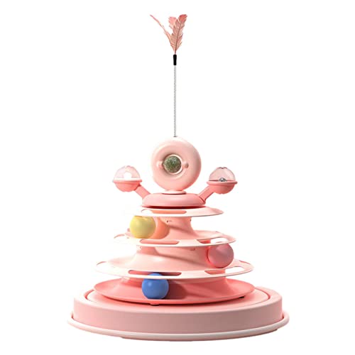 Jildouf Plattenspieler Ball Katzenspielzeug | 360° Drehung Katzenbahn Spielzeug - 4-stufige Rotary Windmühle Katzenroller Spielzeug mit Katzenfeder-Teaser und Katzenminze für Home Kitten Jildouf Plattenspieler Ball Katzenspielzeug | 360° Drehung Katzenbahn Spielzeug - 4-stufige Rotary Windmühle Katzenroller Spielzeug mit Katzenfeder-Teaser und Katzenminze für Home Kitten von Jildouf