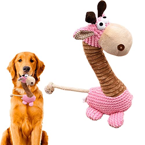 Jildouf Plüsch Giraffe Hundespielzeug - Giraffe Dog Quietschendes Interaktives Spielzeug,Hund Quietschendes Plüschtier Durable Dog Squeaker Plüsch Gefülltes Durable Chew Dog Toy Für Große von Jildouf