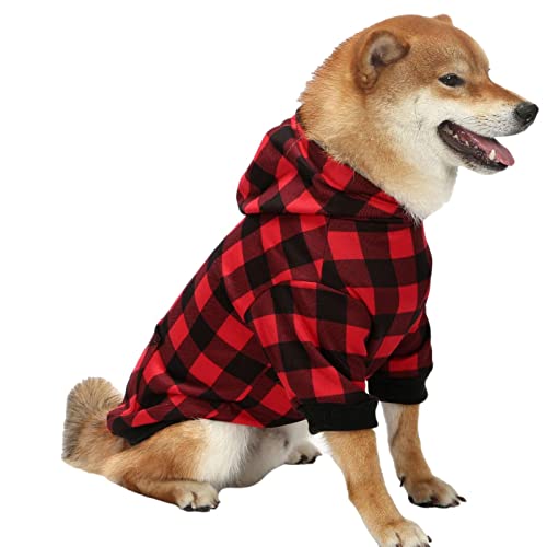 Karierter Hunde-Hoodie, Taschen-Design, Winter-Kapuzen-Sweatshirt mit Mütze für Hunde, stilvolle warme Haustierkleidung, kompatibel für kleine, mittlere, große und extra große Hunde, Geschenke für von Jildouf