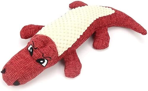 Jilibaba Quietschendes Kauspielzeug für Welpen und Hunde, interaktives Krokodil-Spielzeug, 1 Stück (rot) von Jilibaba