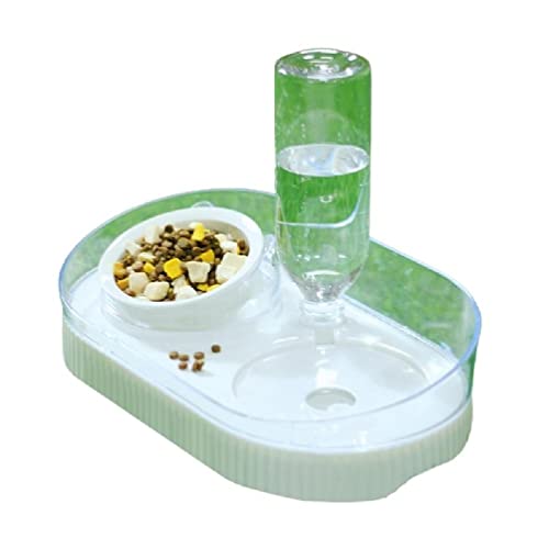 Erhöht für Schüssel Erhöhte Futterschalen Set mit auslaufsicherem Keramik Wasserspender Anti-Split Grün/Weiß Lebensmittelwasserspender von Jilin