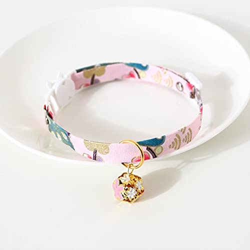 JimAndAlice Haustierhalsband, japanischer Stil, verstellbar, Blume, hohl, Glocke, für Katzen und Hunde, chinesischer Stil von JimAndAlice