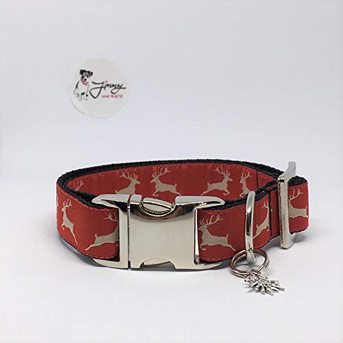 Jimmy und Katz 4260616172317 Hundehalsband Hirschfamilie Rot 26-40cm X 2cm von Jimmy und Katz