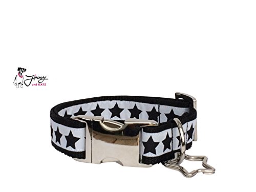 Jimmy und Katz Hundehalsband Sterne Schwarz Weiss 35-58cm x 2,5cm von Jimmy und Katz