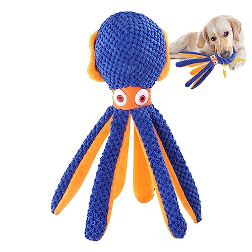 Jimtuze Quietschendes Oktopus-Hundespielzeug,Katzen-Hunde-Plüschtier-Plüschtierzubehör - Tragbares Plüsch-Kautrainingsspielzeug für Haustiere, quietschendes Hundespielzeug für kleine, mittelgroße von Jimtuze